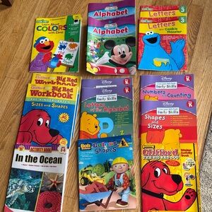 Disney and Clifford Kids Educational Book Set 14 WorkBooks Never Used